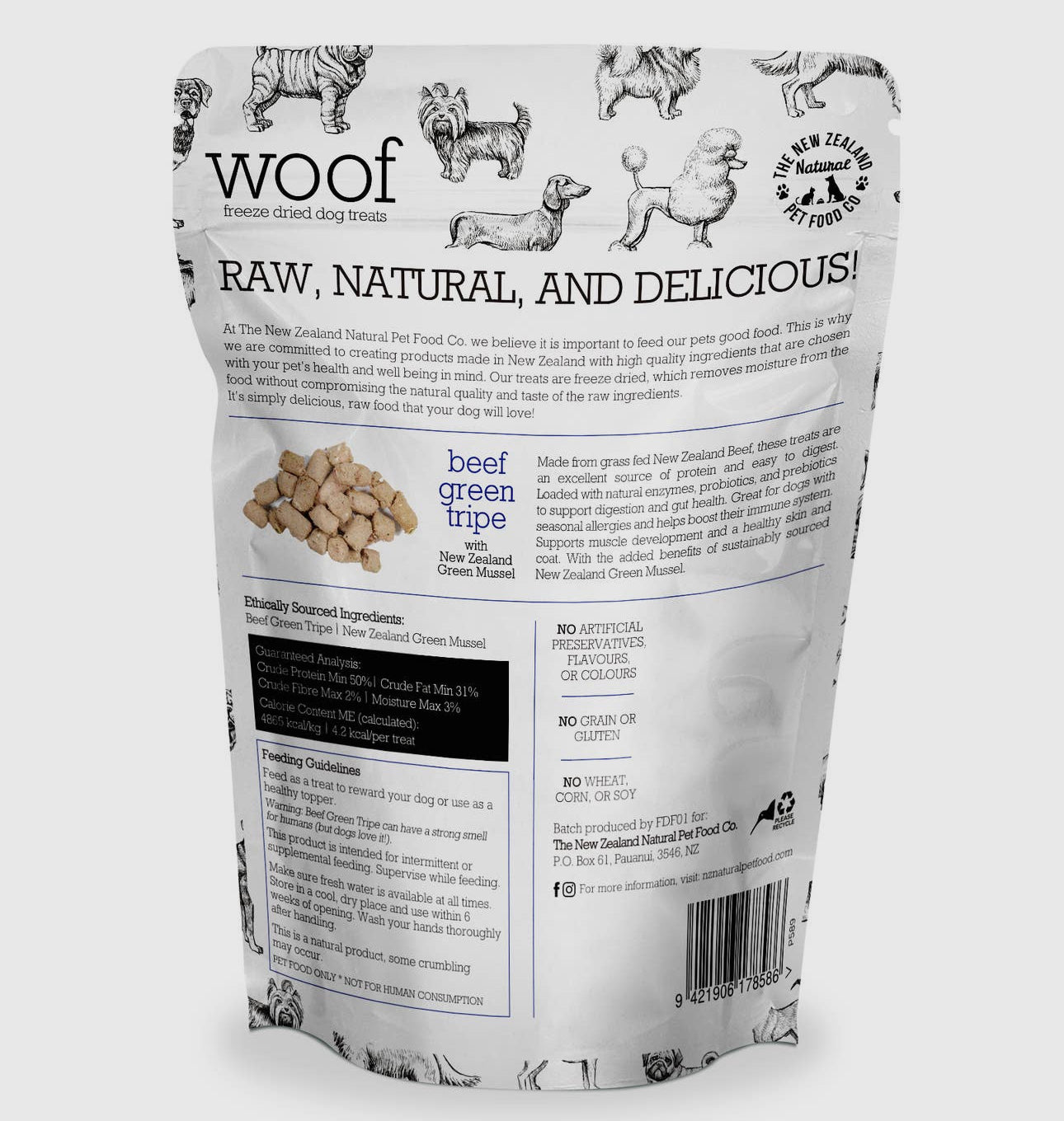 Woof Beef Green Tripe Treats 1.40 OZ