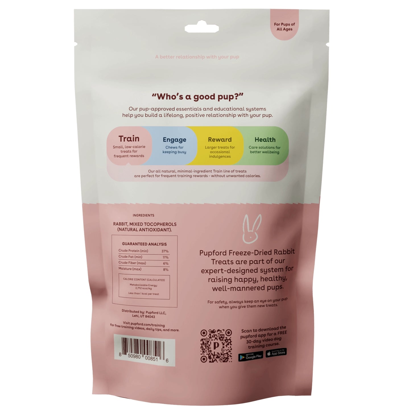 Pupford Freeze Dried Rabbit Training Treats 2oz for Dog