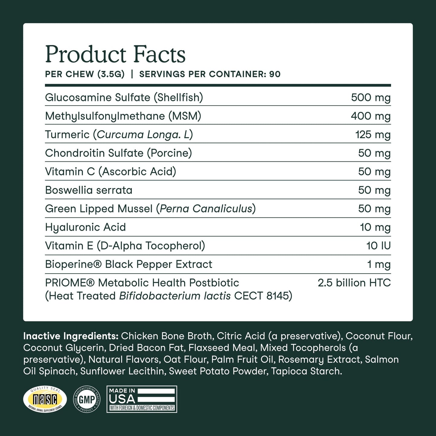 Fera Pets Hip + Joint Support for Dog 90 cts