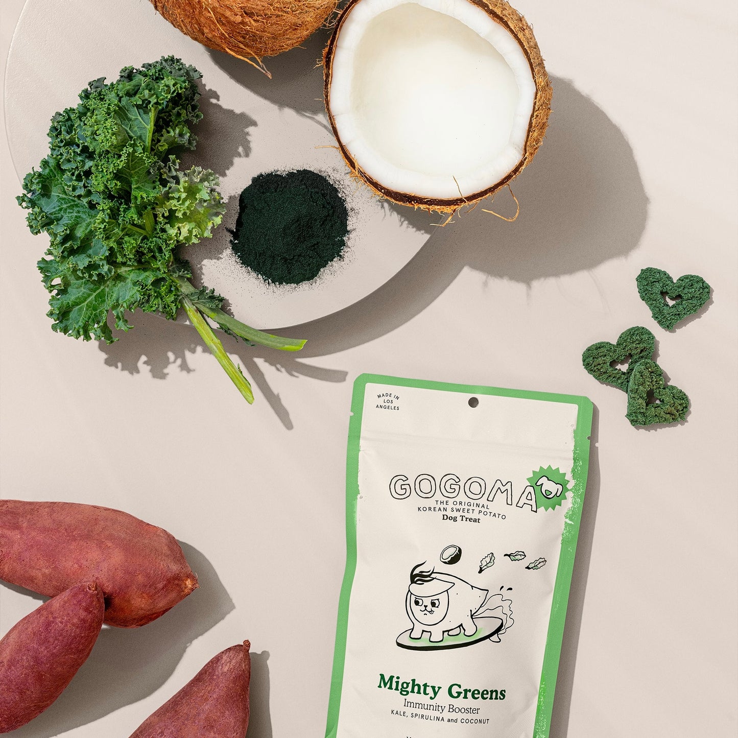 Gogoma Mighty Greens: Spirulina + Coconut Treat for Immunity 提高免疫力饼干