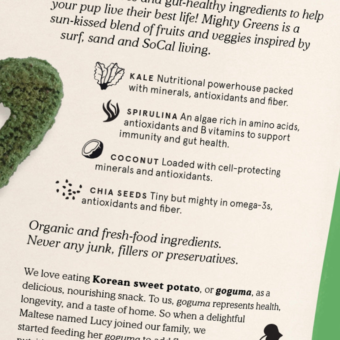 Gogoma Mighty Greens: Spirulina + Coconut Treat for Immunity 提高免疫力饼干