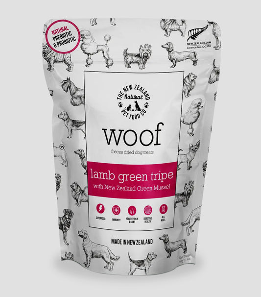 Woof Lipped Green Tripe Freeze-Dried Dog Treats, 1.4 OZ bag