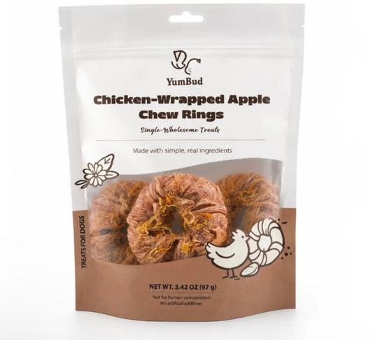Yumbud Chicken Wrapped Apple Chew Rings97g 富含优质蛋白质 膳食纤维磨牙零食