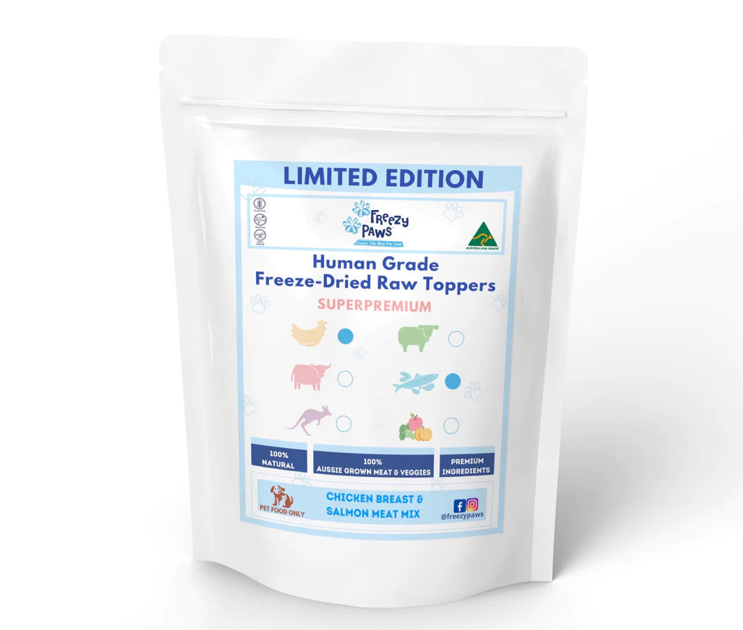 Freezy Paw Human Graxe Freeze Dried Raw Toppers Chicken and Salmon